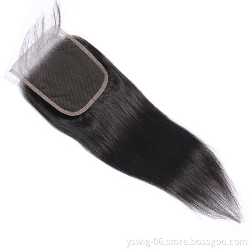 China Factory Supply Unprocessed 100% Mink 1b# Straight Brazilian Virgin Cuticle Aligned Hair and 4x4 Lace Closure in One Pack
